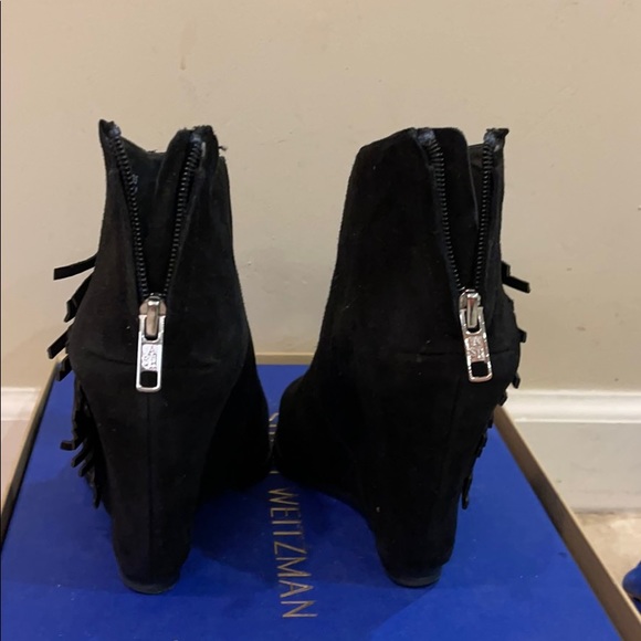 Black leather Ash leather suede 4 inch wedge boot - Picture 3 of 4